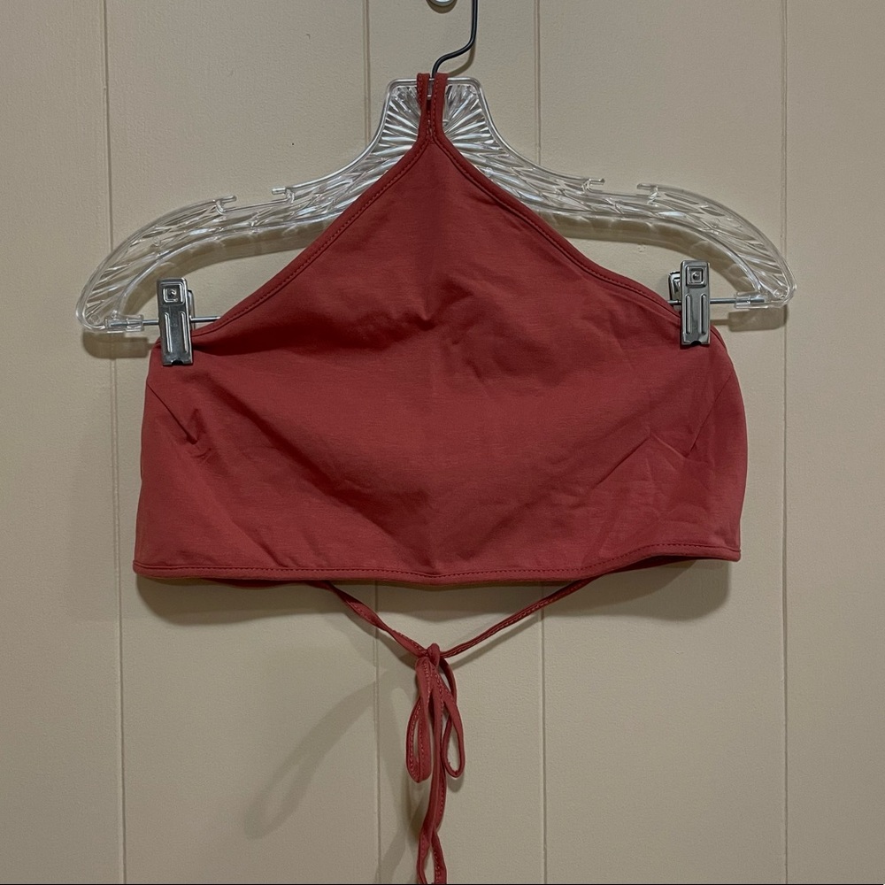 Cotton on cropped halter top, open back